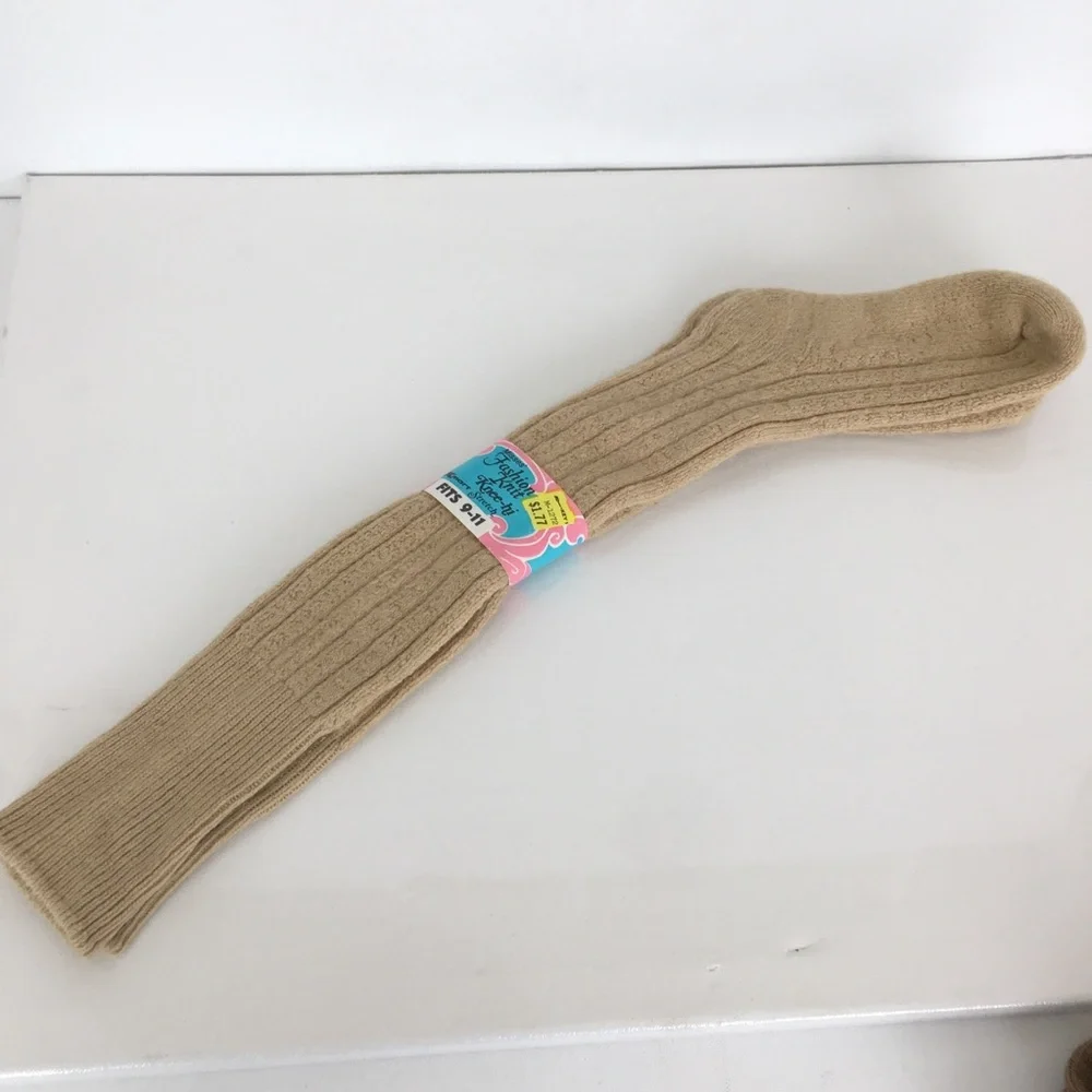 Vintage Deadstock Socks Bundle 1 Beige Rib-Knit Knee-Hi & 2 Crew NEW 70’s 80’s